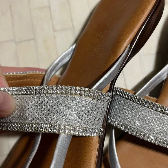 Italian Shoemaker Silver & Tan Women's Leather Sandals PROJECT/REHAB - Picture 8 of 10